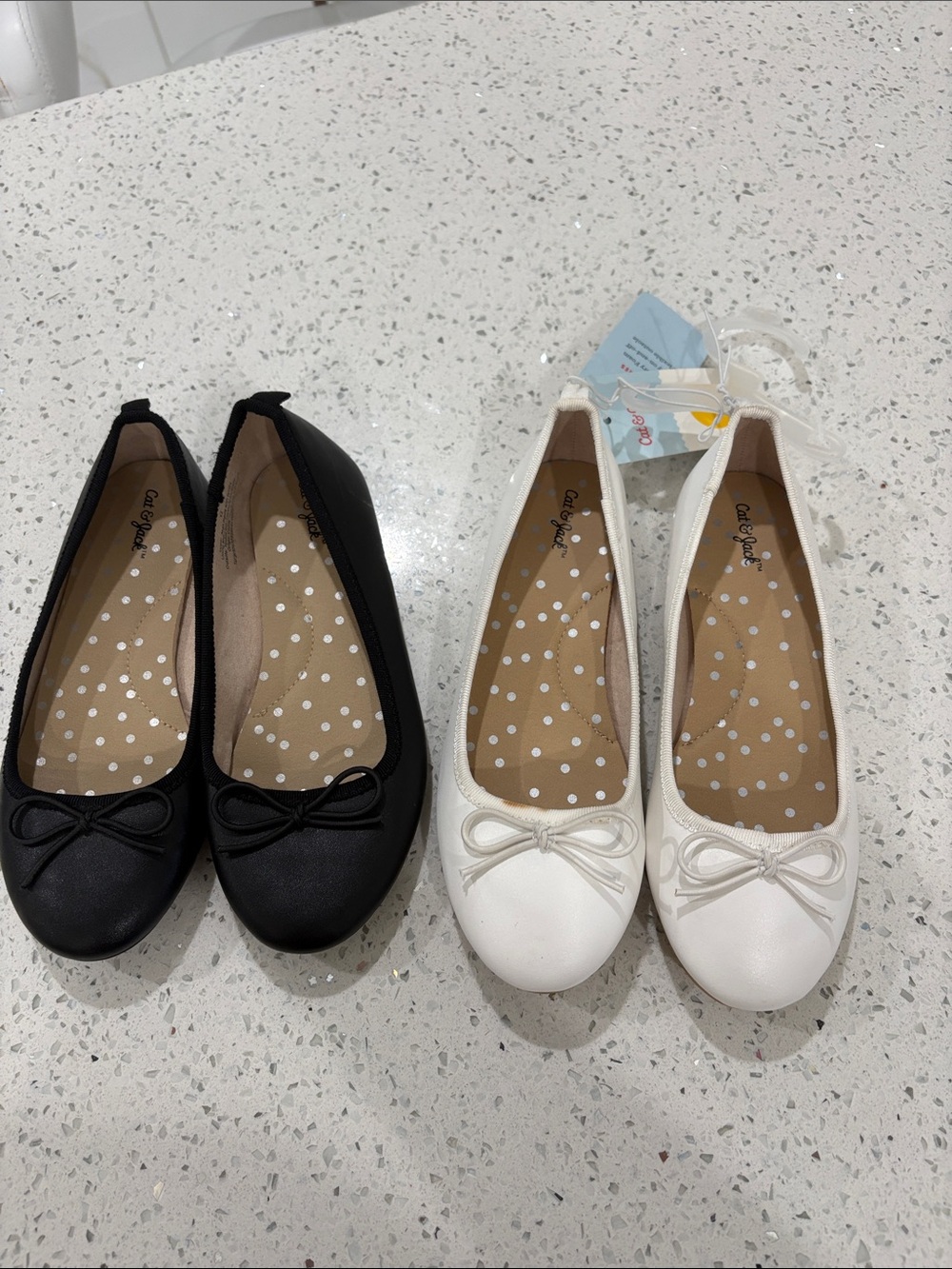 Cat & Jack Bow Ballet Flats bundle - Black and White size 13/1 - Picture 2 of 13